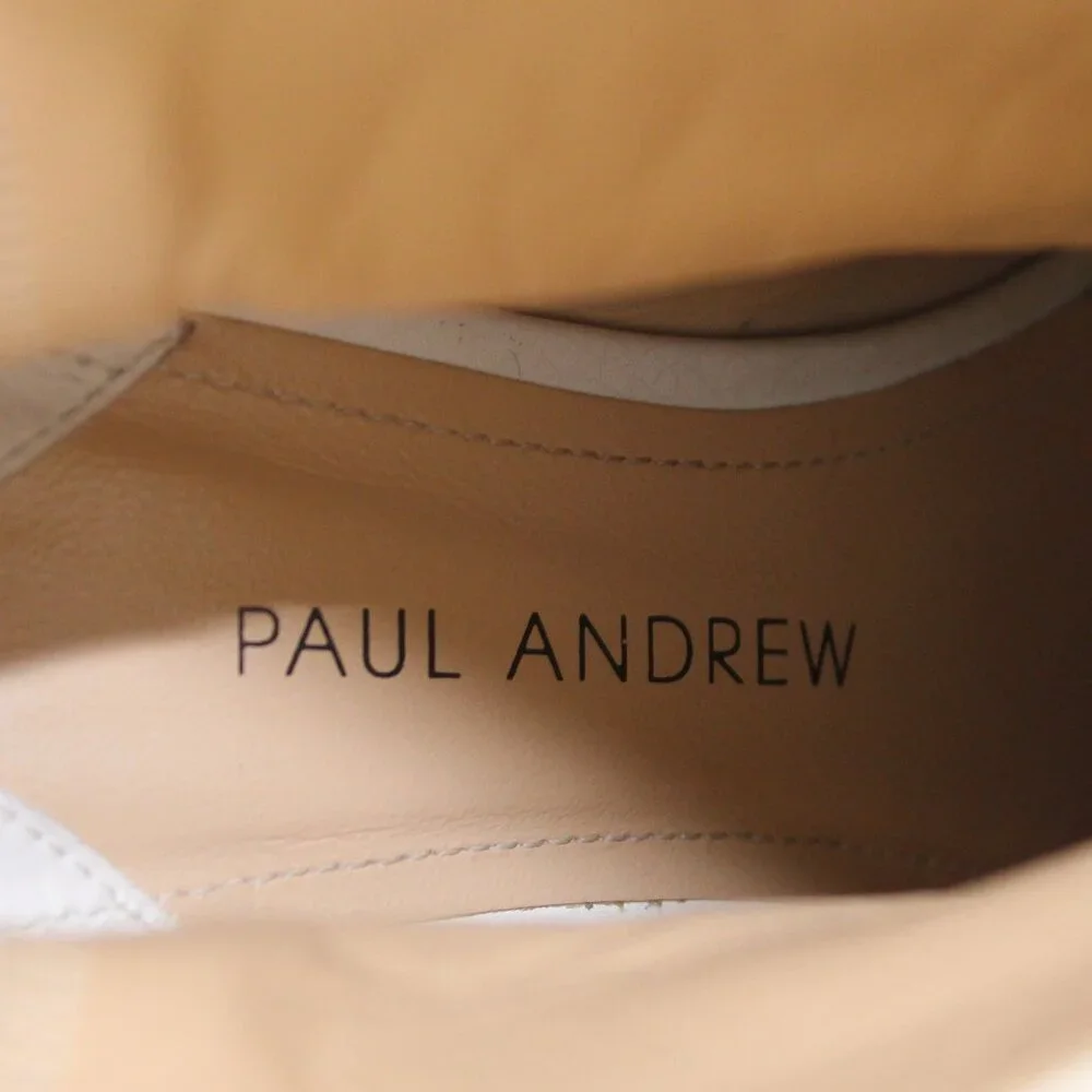 Paul Andrew Mangold Handmade Italy White Leather Bootie, Size 36.5  (US 6.5)